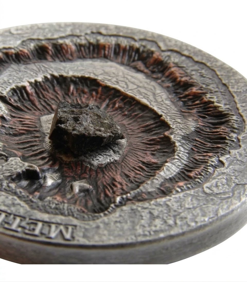 Niue 2016 $1 Meteorite Crater Popigai 1oz Silver Antiqued Coin
