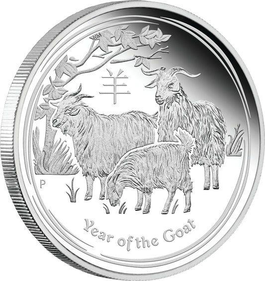 2015 $1 Lunar Year of The Goat 1oz Silver Proof Coin
