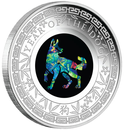 2018 $1 Australian Opal Lunar Year of The Dog 1oz Silver Proof Coin