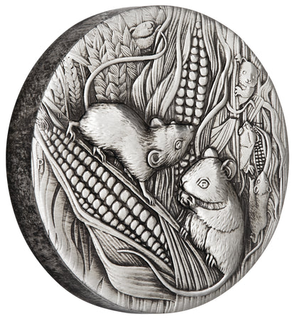 2020 $2 Lunar Year of The Mouse 2oz Silver Antiqued Coin