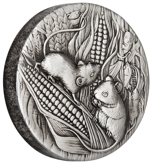 2020 $2 Lunar Year of The Mouse 2oz Silver Antiqued Coin