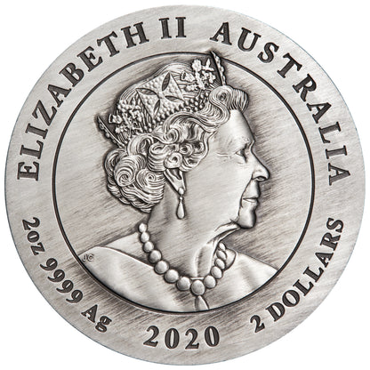 2020 $2 Lunar Year of The Mouse 2oz Silver Antiqued Coin