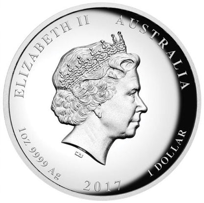 2017 $1 Dragon & Phoenix 1oz Silver High Relief Proof Coin