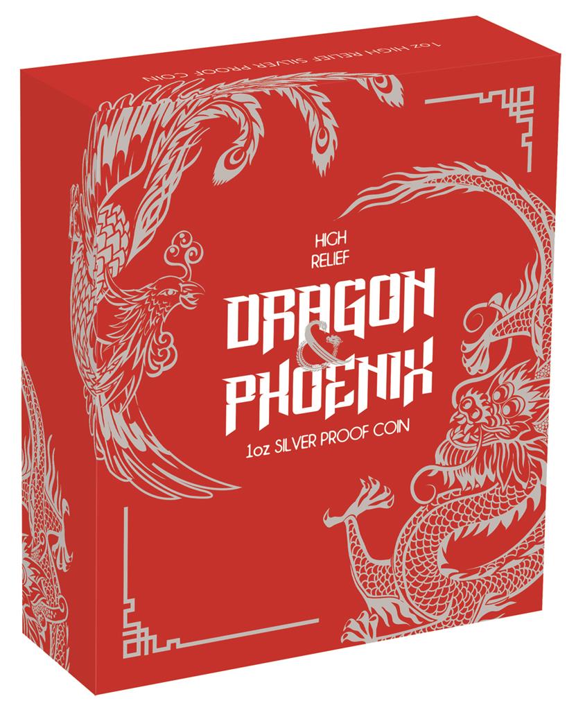 2017 $1 Dragon & Phoenix 1oz Silver High Relief Proof Coin