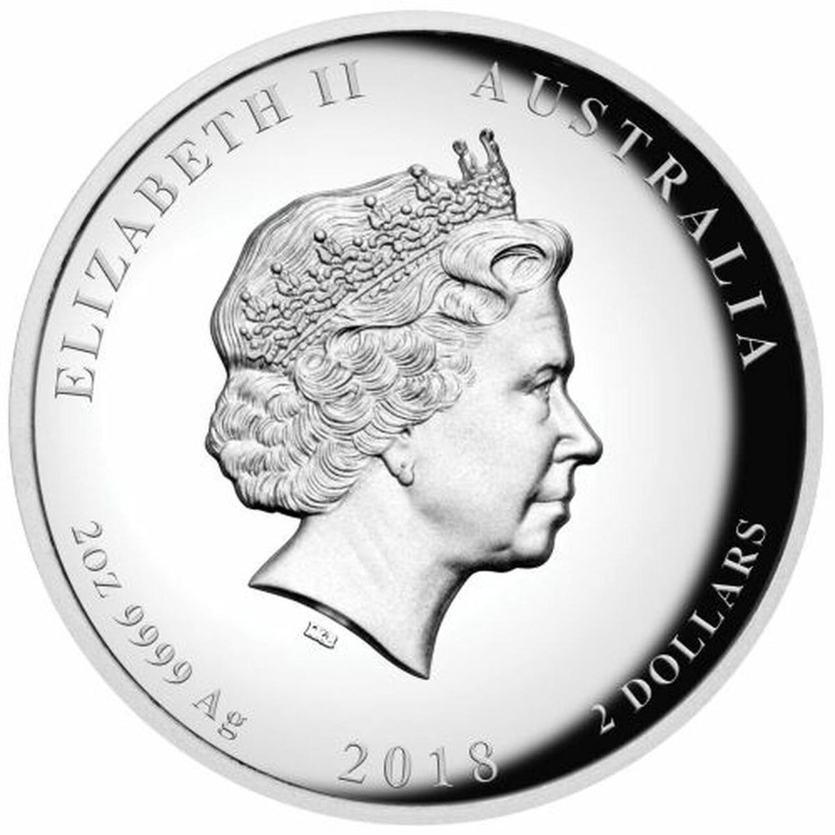 2018 $2 Dragon & Tiger 2oz Silver High Relief Proof Coin
