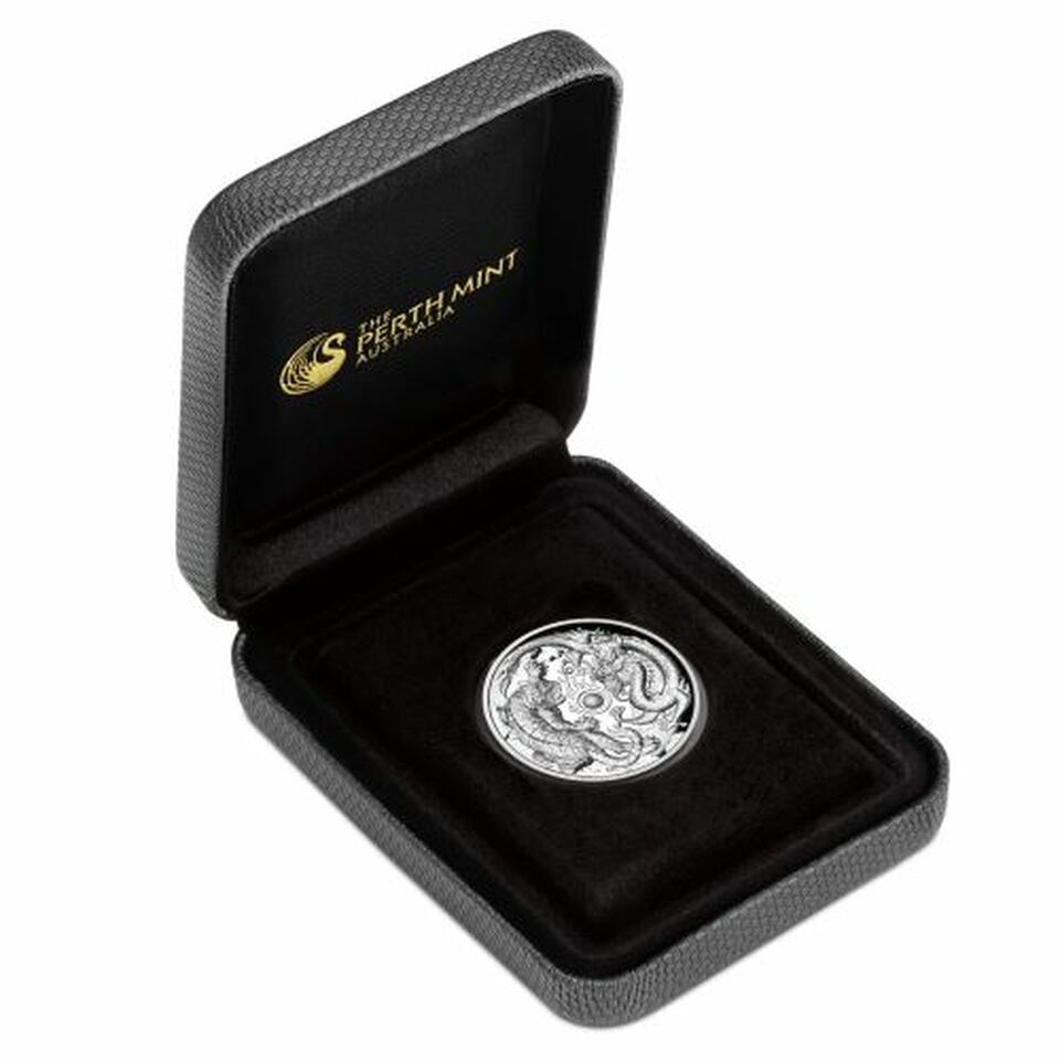 2018 $2 Dragon & Tiger 2oz Silver High Relief Proof Coin