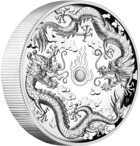 2019 $2 Double Dragon 2oz Silver High Relief Proof Coin