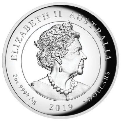 2019 $2 Double Dragon 2oz Silver High Relief Proof Coin