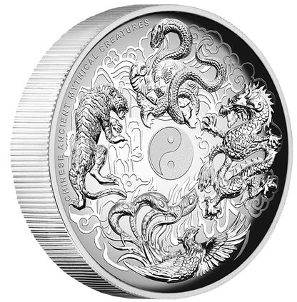 Tuvalu 2016 $1 Chinese Ancient Mythical Creatures 1oz Silver High Relief Proof Coin