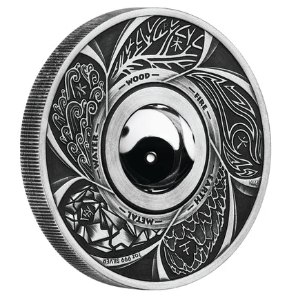 Tuvalu 2016 $1 Yin Yang Rotating Charm 1oz Silver Antiqued Coin