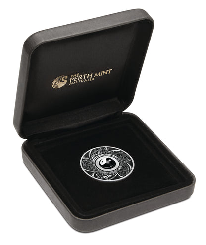 Tuvalu 2016 $1 Yin Yang Rotating Charm 1oz Silver Antiqued Coin