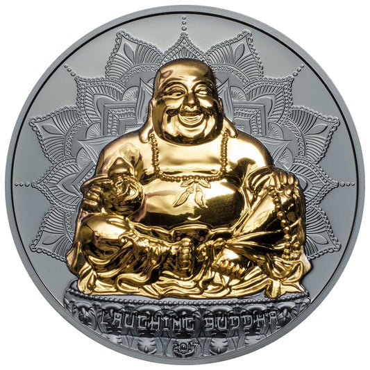 Palau 2017 $10 Laughing Buddha 2oz Silver Gilded Coin