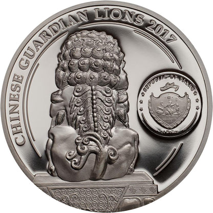 Palau 2017 $10 Chinese Guardian Lions 2oz Silver Black Proof 2 Coin Set