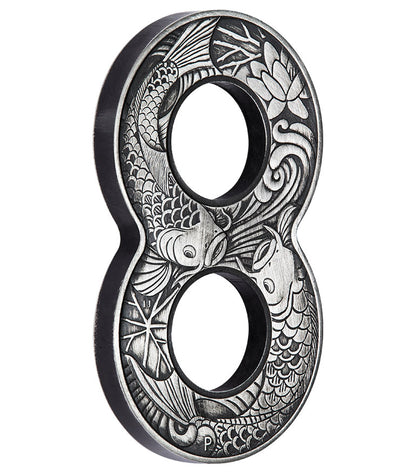 2019 $2 Figure 8 Koi Fish 2oz Silver Antiqued Shaped Coin