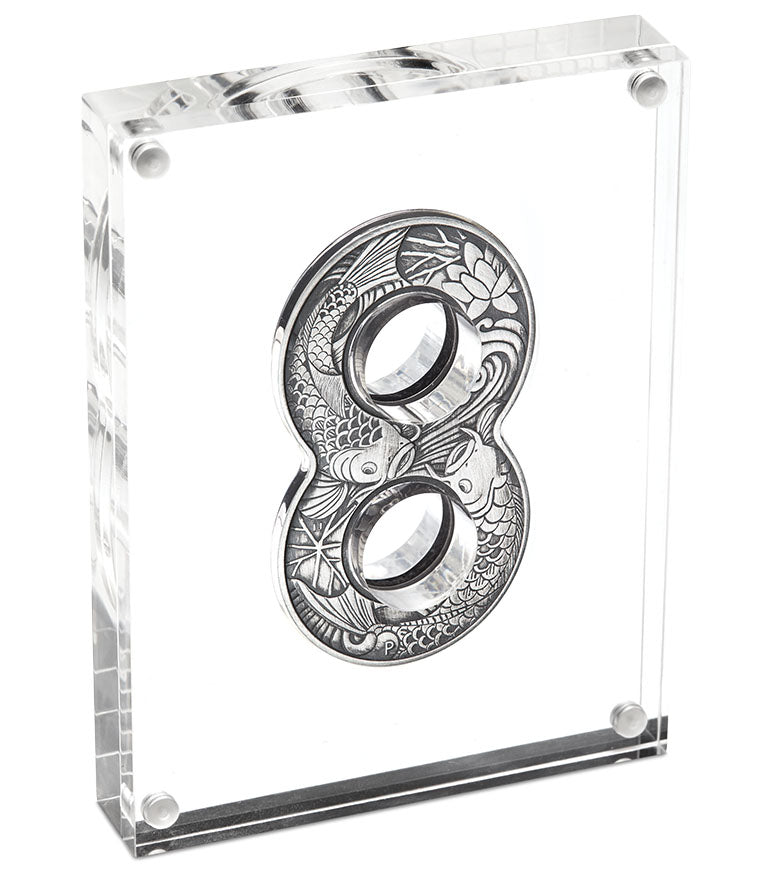 2019 $2 Figure 8 Koi Fish 2oz Silver Antiqued Shaped Coin