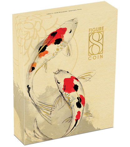 2019 $2 Figure 8 Koi Fish 2oz Silver Antiqued Shaped Coin