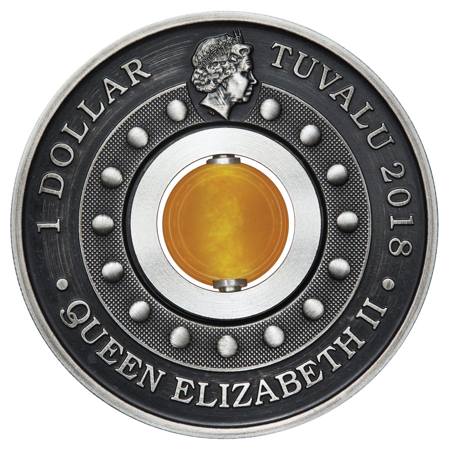 Tuvalu 2018 $1 Good Luck Rotating Charm 1oz Silver Antiqued Coin