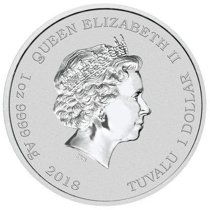 Tuvalu 2018 $1 Chinese New Year 1oz Silver Coloured Coin