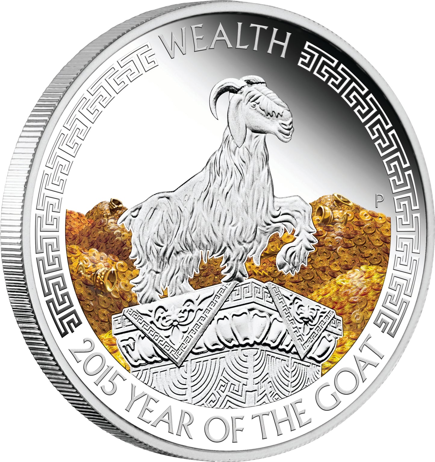 Tuvalu 2015 $1 Lunar Good Fortune Year of The Goat Wealth & Wisdom 1oz Silver Coloured Proof 2 Coin Set