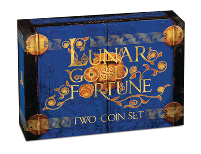 Tuvalu 2015 $1 Lunar Good Fortune Year of The Goat Wealth & Wisdom 1oz Silver Coloured Proof 2 Coin Set