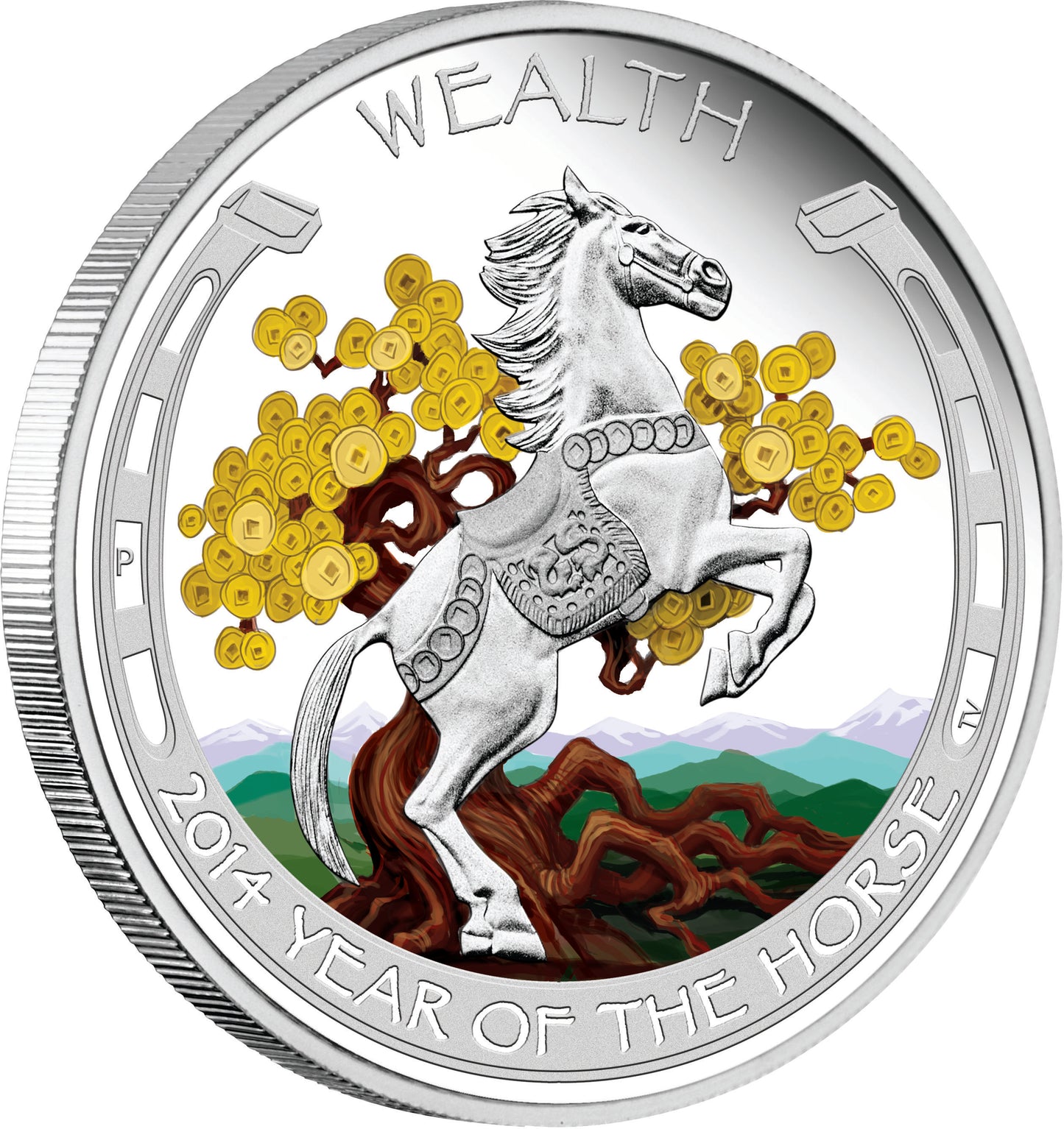 Tuvalu 2014 $1 Lunar Good Fortune Year of The Horse Wealth & Wisdom 1oz Silver Coloured Proof 2 Coin Set