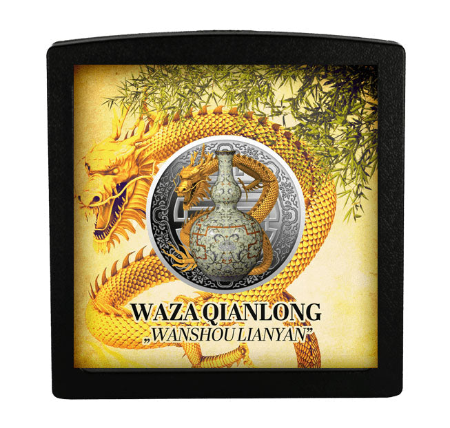 Niue 2018 $1 Qianlong Vase Wanshou Lianyan Selectively Gold Plated 1oz Silver Proof Coin