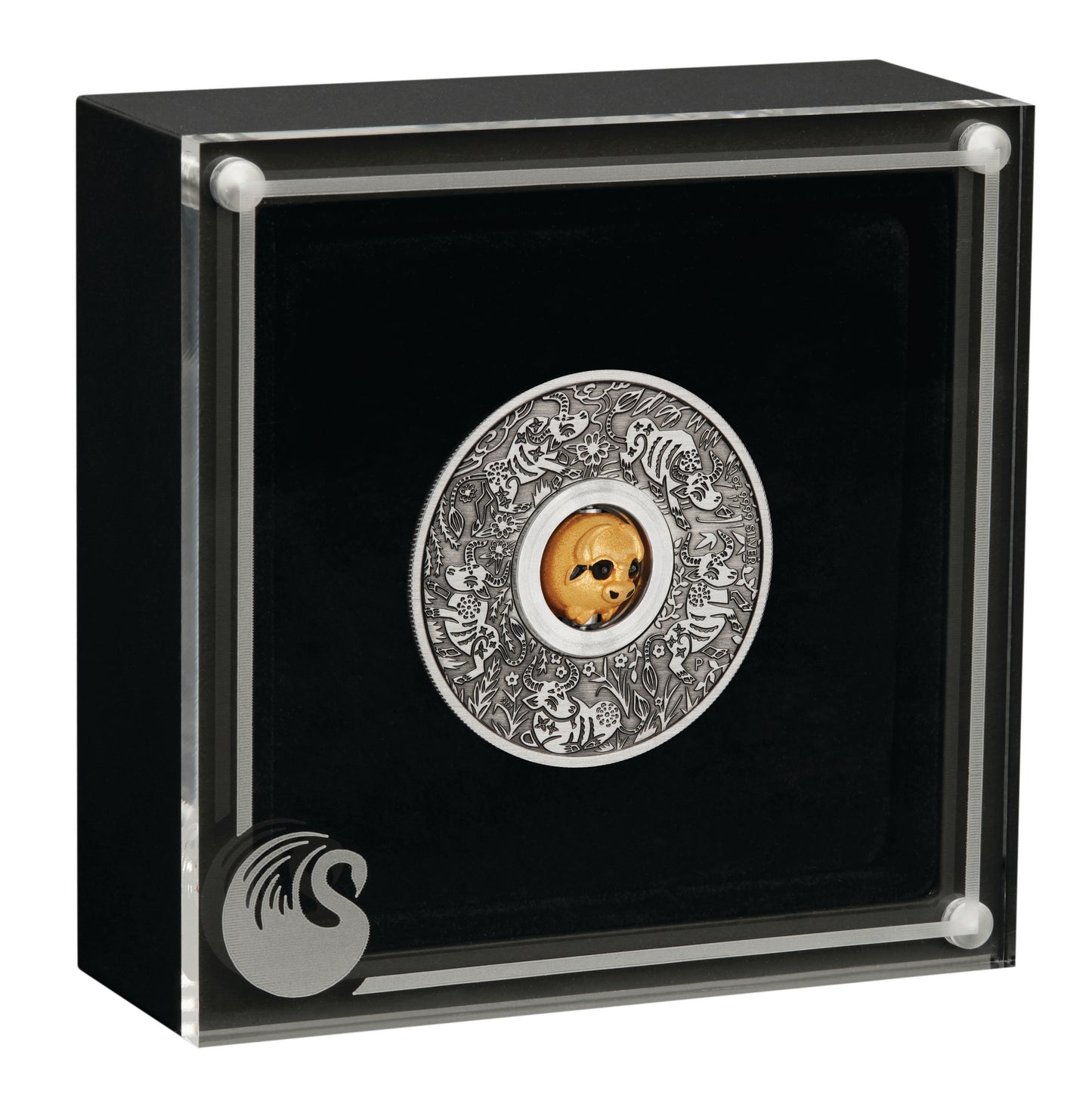 Tuvalu 2021 $1 Year of The Ox Rotating Charm 1oz Silver Antiqued Coin