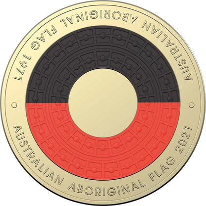2021 $2 Aboriginal Flag Coloured Uncirculated Mint Roll