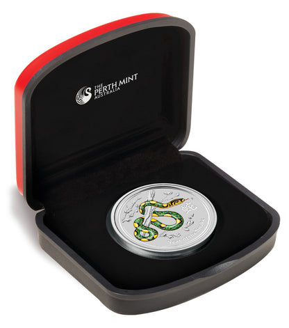 2013 $1 WMF Berlin Lunar Year of The Snake 1oz Silver Coloured Coin