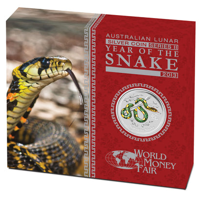 2013 $1 WMF Berlin Lunar Year of The Snake 1oz Silver Coloured Coin