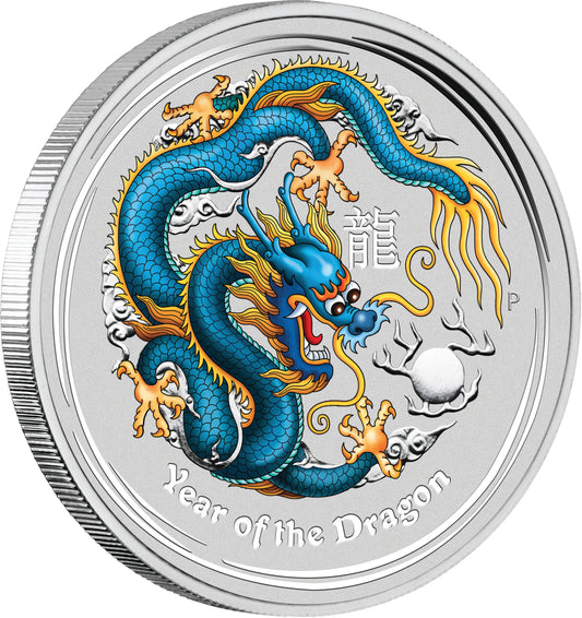2012 $1 ANDA Sydney Lunar Year of The Dragon 1oz Silver Coloured Coin