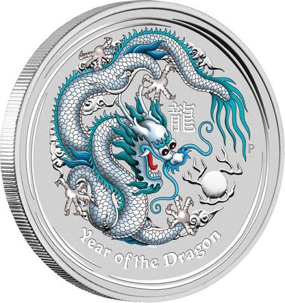 2012 $1 ANA Philadelphia Lunar Year of The Dragon 1oz Silver Coloured Coin