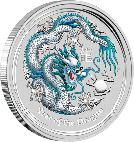 2012 $1 ANA Philadelphia Lunar Year of The Dragon 1oz Silver Coloured Coin