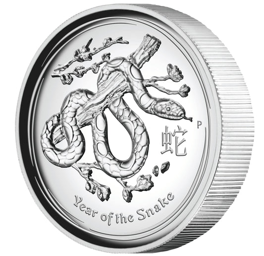 2013 $1 Lunar Year of The Snake 1oz Silver High Relief Proof Coin