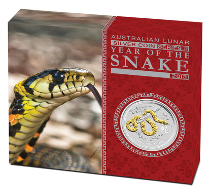 2013 $1 Lunar Year of The Snake 1oz Silver Gilded Coin
