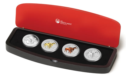 2014 $1 Lunar Year of The Horse 1oz Silver 4 Coin Set