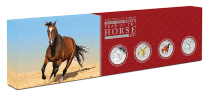 2014 $1 Lunar Year of The Horse 1oz Silver 4 Coin Set