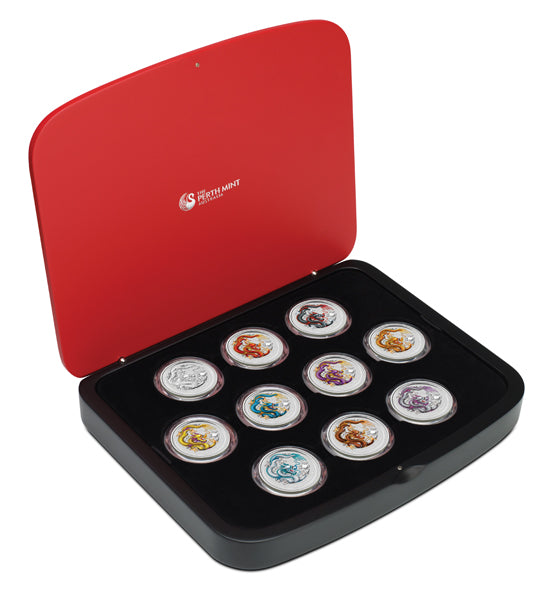 2012 $1 Lunar Year of The Dragon 1oz Silver 10 Coin Set