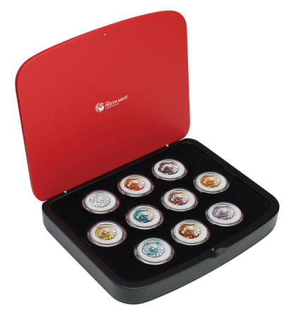 2012 $1 Lunar Year of The Dragon 1oz Silver 10 Coin Set