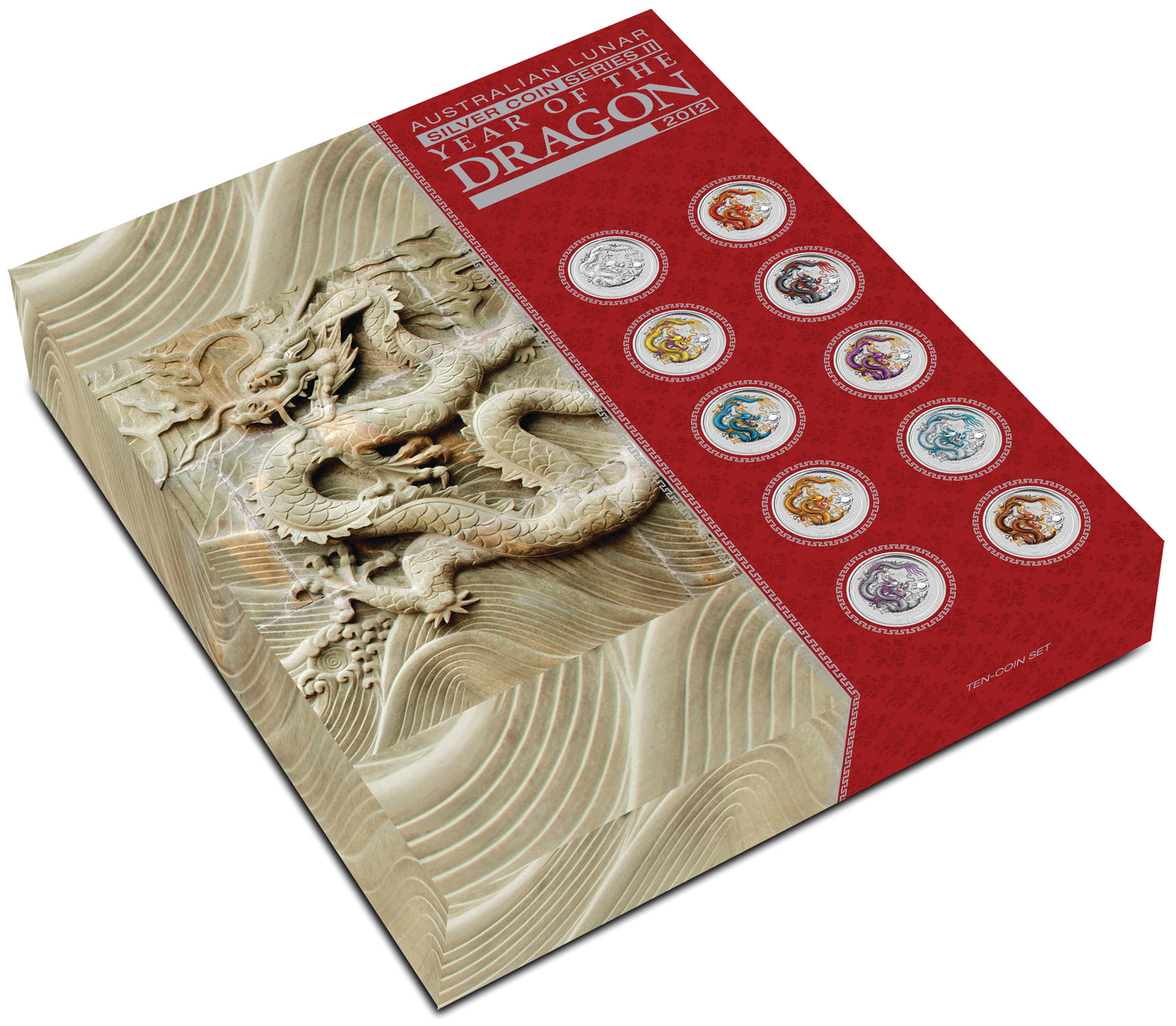 2012 $1 Lunar Year of The Dragon 1oz Silver 10 Coin Set