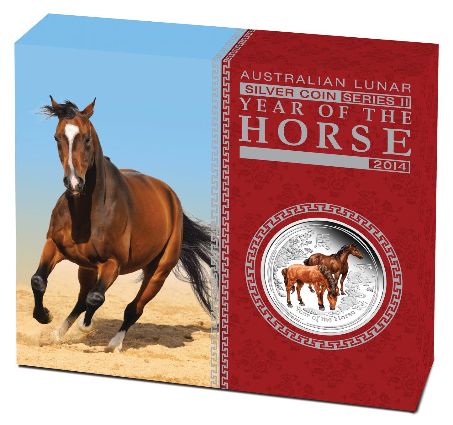 2014 50c Lunar Year of The Horse 1/2oz Silver Coloured Proof Coin