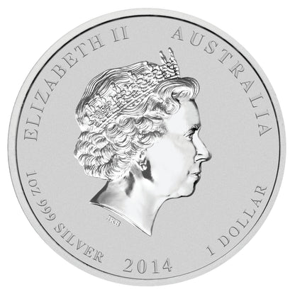 2014 $1 Lunar Year of The Horse 1oz Silver Gilded Coin
