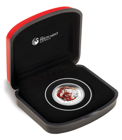 2012 50c Lunar Year of The Dragon 1/2oz Silver Coloured Proof Coin