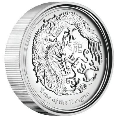 2012 $1 Lunar Year of The Dragon 1oz Silver High Relief Proof Coin