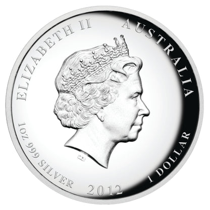 2012 $1 Lunar Year of The Dragon 1oz Silver High Relief Proof Coin