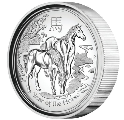 2014 $1 Lunar Year of The Horse 1oz Silver High Relief Proof Coin