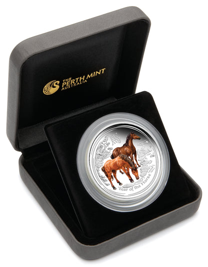2014 $2 ANDA Perth Lunar Year of The Horse 2oz Silver Coloured Proof Coin