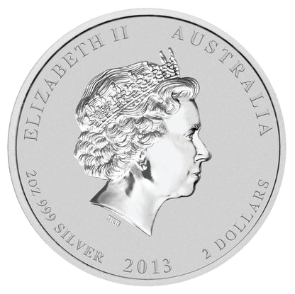 2013 $2 ANDA Perth Lunar Year of The Snake 2oz Silver Coloured Coin