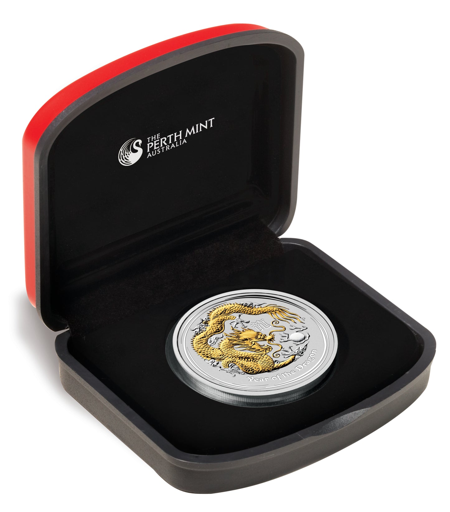 2012 $1 Lunar Year of The Dragon 1oz Silver Gilded Coin