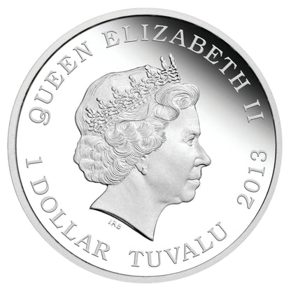 Tuvalu 2013 $1 ANDA Perth Lunar Good Fortune Success 1oz Silver Coloured Proof Coin